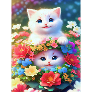 chat fleur-complet Diamond Painting-30x40cm