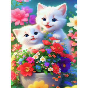 chat fleur-complet Diamond Painting-30x40cm