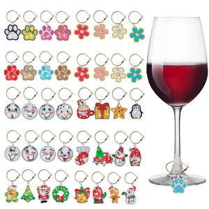 8 pièces/ensemble verre à vin pendentif diamant de noël