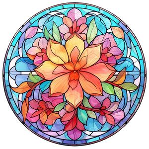 Sirène en Vitrail Flower-Full Round Diamond Painting-30x30cm