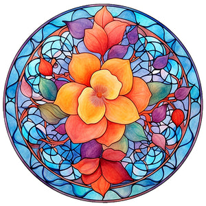 Sirène en Vitrail Flower-Full Round Diamond Painting-30x30cm