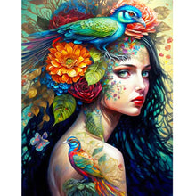 Charger l&#39;image dans la galerie, Personnalité Flower Girl Bird Back-Full Drill Diamond Painting
