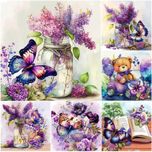 Charger l&#39;image dans la galerie, Lavender Butterfly-Full Diamond Painting-30x30cm
