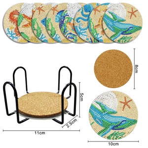 Vie Marine/Plage/Disney/Football/Animé-Tasse sous-verre ronde en bois