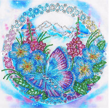 Charger l&#39;image dans la galerie, Cristal Strass - Papillon Bleu 30x30CM
