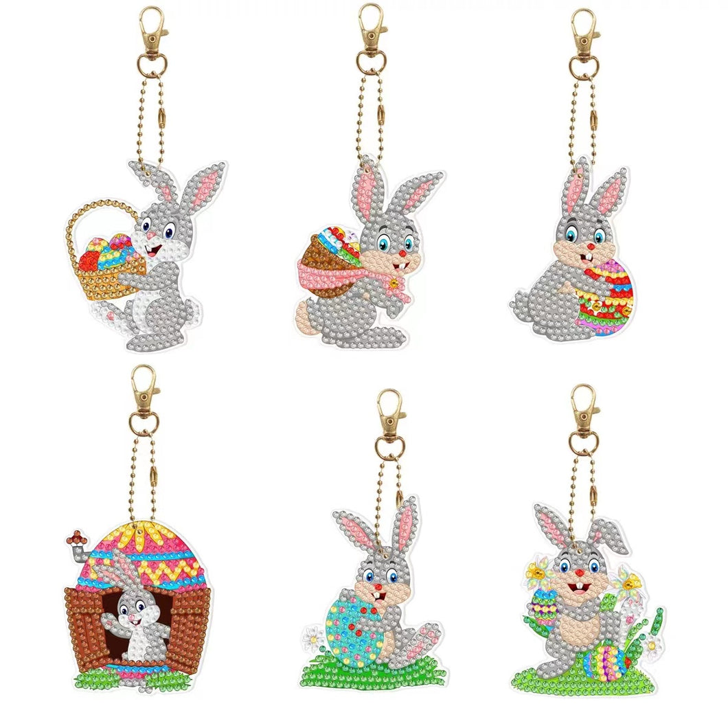 5pcs porte-clés perceuse double face lapin de Pâques