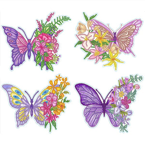 4pcs Papillon Diamant Peinture Autocollants Gratuits